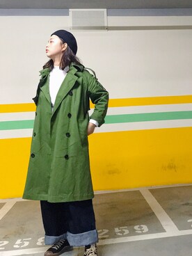 「MUJI」｜「アイテム（ハンチング/ベレー帽）」を使った、Fernさん（レディース・155cm）の秋コーディネート