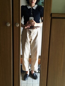 「CLOSED（クローズド）のアイテム（パンツ）」を使った、康の子さん（レディース・164cm）の夏コーディネート