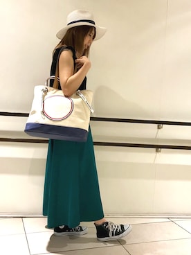 「MERCURYDUO（マーキュリーデュオ）のアイテム（帽子）」を使った、つむちゃん(・ω・)さん（レディース・156cm）の夏コーディネート