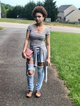 「distressed jeans」｜Catirraさん（レディース・155cm）の春コーディネート