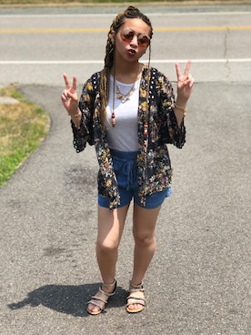 「kimono」｜「アイテム（サンダル）」を使った、Catirraさん（レディース・155cm）の夏コーディネート