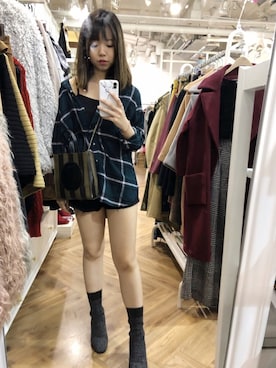 「コーディネート」｜「アイテム（ブーティ）」を使った、Kourtney 嵐さん（レディース・150cm）の春コーディネート
