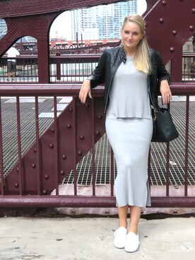 「アイテム（ドレス、グレー系）」を使った、Veeさん（レディース・173cm）の春コーディネート