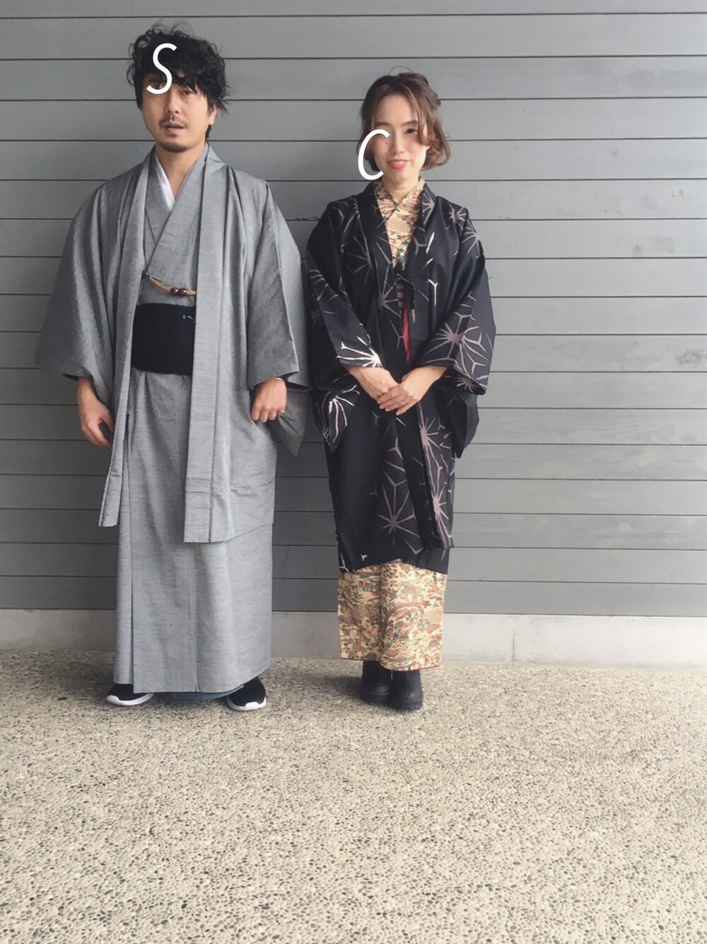 「着物、祖父のお古、祖母のお古」｜「usedのアイテム（浴衣、ブラック系）」を使った、csmmさん（レディース・154cm）の冬コーディネートの1枚目の写真