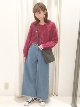 「ループ編み」｜kanaeさん（レディース・161cm）の冬コーディネート