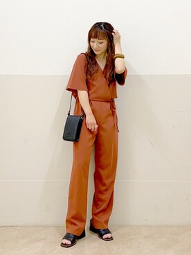 オールインワン サロペット オレンジ 橙色系 コーディネート Zozotown