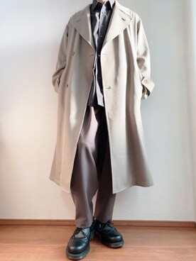 「WYM LIDNM（ウィム バイ リドム）のアイテム（トレンチコート）」を使った、Takiさん（メンズ・169cm）の春コーディネート