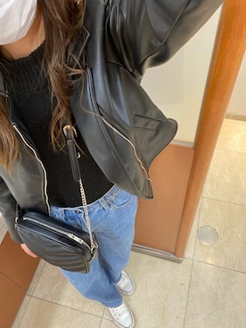 「dazzlin（ダズリン）のアイテム（ライダースジャケット）」を使った、mさん（レディース・165cm）の春コーディネート
