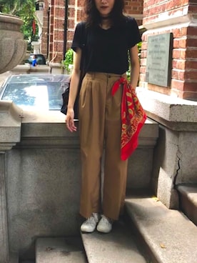 「MUJI」｜「アイテム（スラックス）」を使った、Ku’s🇹🇼さん（レディース・167cm）の夏コーディネート