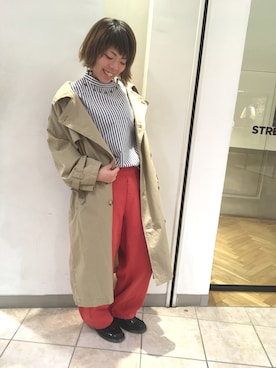 「RNA」｜「アイテム（トレンチコート）」を使った、ヨコアヤさん（レディース・162cm）の冬コーディネート