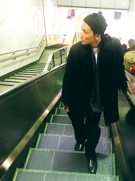 「UNUSED」｜「アイテム（モッズコート）」を使った、Pan(MakotoYamazaki)さん（メンズ・186cm）の冬コーディネート