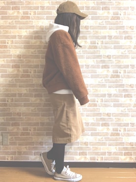 「茶色」｜「アイテム（ブルゾン）」を使った、mocha.さん（レディース・160cm）の冬コーディネート