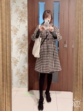 「千鳥格子」｜「アイテム（ステンカラーコート）」を使った、うだこさん（レディース・162cm）の秋コーディネート