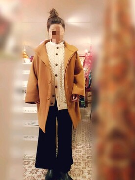 「マスタードイエロー」｜「アイテム（その他アウター）」を使った、saeさん（レディース・160cm）の冬コーディネート