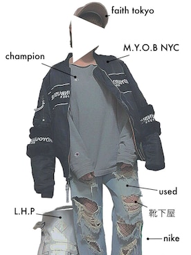 「M.Y.O.B（エム.ワイ.オー.ビー）のアイテム（その他アウター）」を使った、u  r  a  nさん（レディース・153cm）の春コーディネート