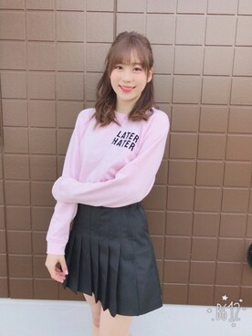 「FOREVER 21（フォーエバー トゥエンティーワン）のアイテム（トップス、ピンク系）」を使った、結原弓愛さん（レディース・160cm）の夏コーディネート
