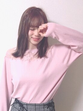 「INGNI（イング）の【CanCam11月号掲載商品】ヨークレースハイネック12Gニット/レディーストップス-2017AW-（ニット/セーター、ピンク系）」を使った、結原弓愛さん（レディース・160cm）の秋コーディネート
