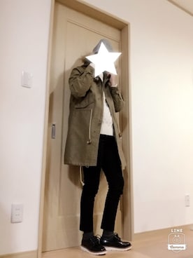 「green label relaxing（グリーンレーベルリラクシング）のアイテム（モッズコート）」を使った、mokaさん（レディース・162cm）の冬コーディネート