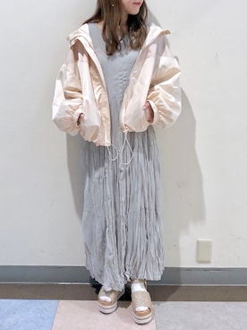「one after another NICE CLAUP（ワンアフターアナザーナイスクラップ）のアイテム（ブルゾン）」を使った、momokaさん（レディース・153cm）の春コーディネート