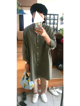 「無印良品（ムジルシリョウヒン）のアイテム（チュニック）」を使った、sayaさん（レディース・167cm）の夏コーディネート