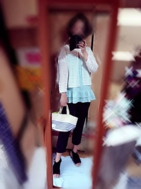 「ミニトート」｜「アイテム（サンダル）」を使った、咲さん（レディース・166cm）の夏コーディネート