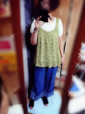 「Handmade（ハンドメイド）のアイテム（チュニック）」を使った、咲さん（レディース・166cm）の夏コーディネート