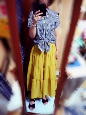 「abcd（ナシ）のアイテム（シューズ）」を使った、咲さん（レディース・166cm）の夏コーディネート