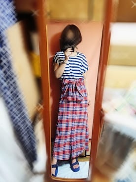 「chocol raffine robe（ショコラフィネローブ）のアイテム（シャツワンピース）」を使った、咲さん（レディース・166cm）の夏コーディネート
