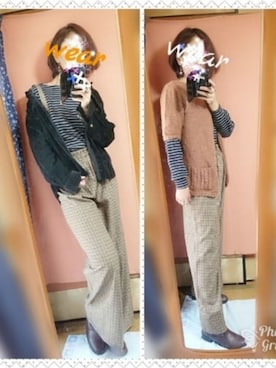 「ハンドメイドニット」｜咲さん（レディース・166cm）の秋コーディネート