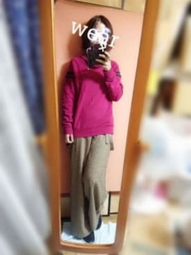 「ガンクラブチェック」｜「アイテム（オールインワン・サロペット）」を使った、咲さん（レディース・166cm）の秋コーディネート