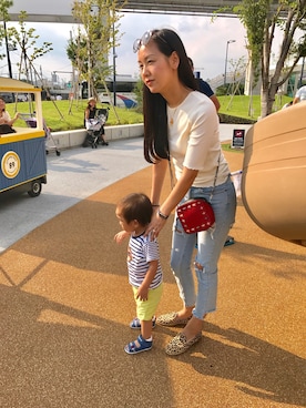 「白トップス」｜「アイテム（その他）」を使った、kai★mamaさん（レディース・163cm）の秋コーディネート