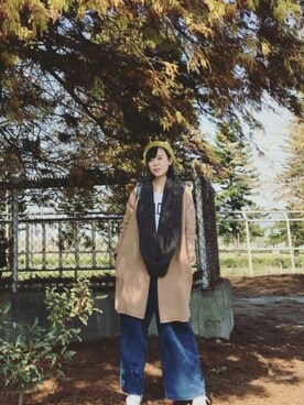 「GAP（ギャップ）のアイテム（ムートンコート）」を使った、Xeniaさん（レディース・168cm）の春コーディネート