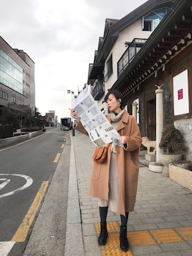 「WINTER STYLE」｜「アイテム（ダウンジャケット/コート）」を使った、Xeniaさん（レディース・168cm）の冬コーディネート