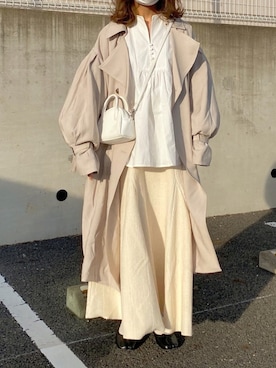 「apres jour（アプレジュール）のアイテム（トレンチコート）」を使った、りほさん（レディース・159cm）の冬コーディネート