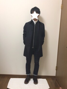 「MA-1」｜「アイテム（ステンカラーコート）」を使った、chimaさん（メンズ・170cm）の冬コーディネート