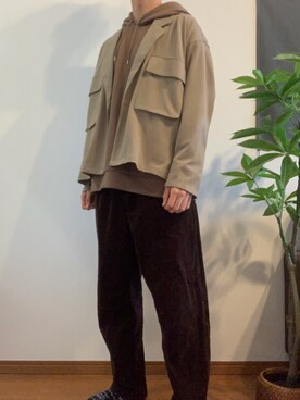 「ブラウンコーデ」｜「アイテム（セットアップ）」を使った、shin.さん（メンズ・173cm）の冬コーディネート