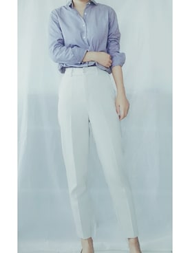 「MUJI」｜「アイテム（スラックス）」を使った、燕十九さん（レディース・158cm）の夏コーディネート