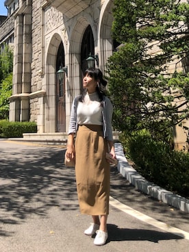 「NET（ネット）のアイテム（ノーカラージャケット）」を使った、しばさん（レディース・154cm）の夏コーディネート