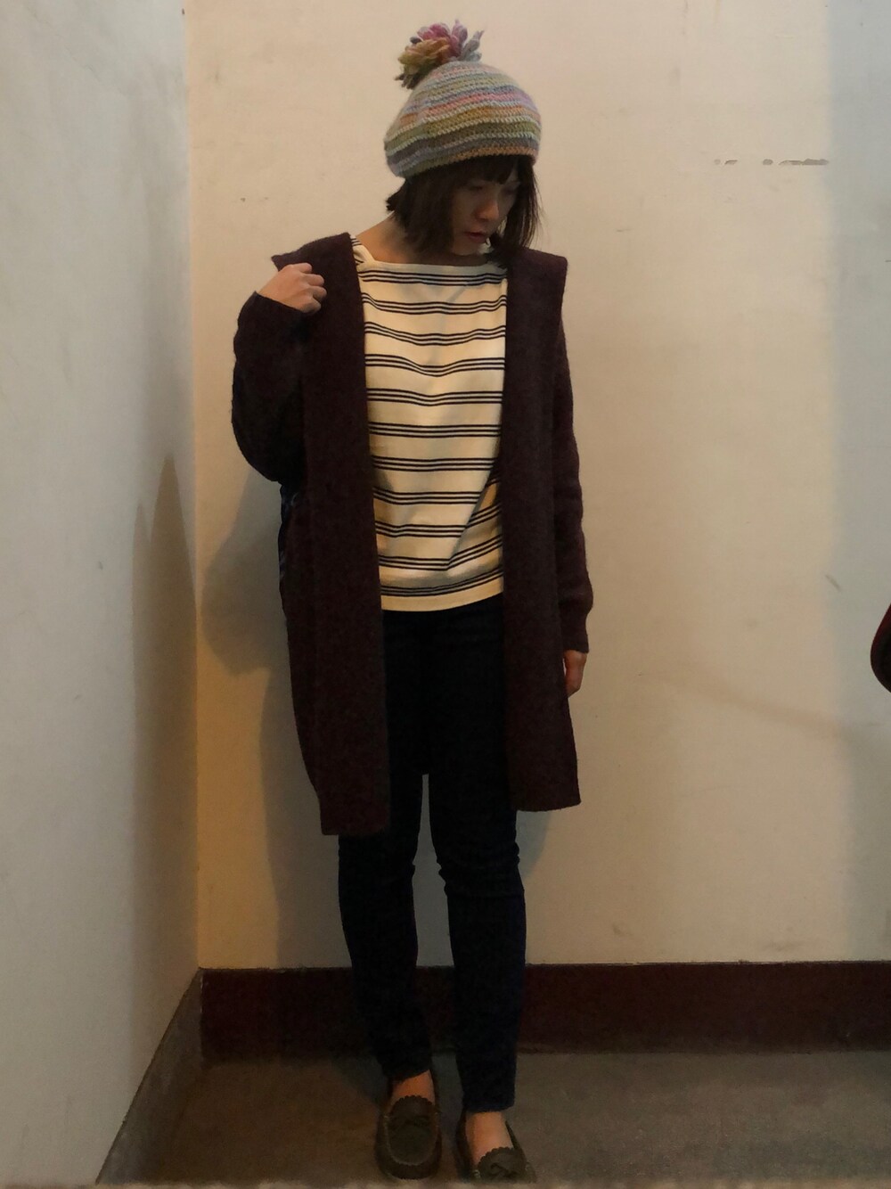 「ootd、おしゃれさんと繋がりたい、冬コーデ、UNIQLO、仕事着、帽子」｜「no brandのアイテム（ニットキャップ/ビーニー、その他）」を使った、しばさん（レディース・154cm）の冬コーディネートの1枚目の写真
