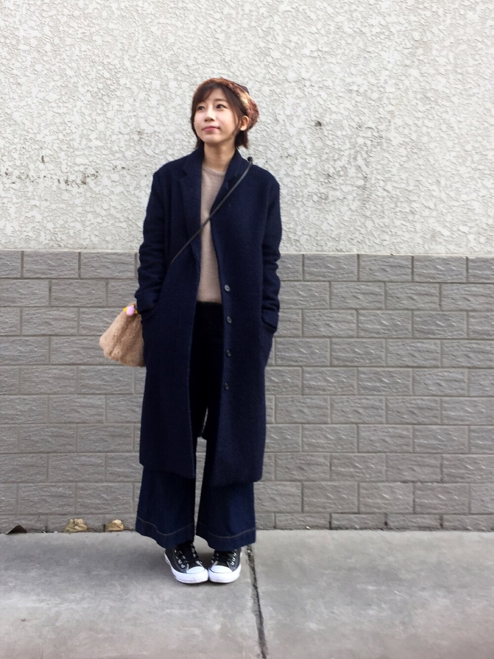 「休日スタイル、シンプルコーデ、大人カジュアル」｜「kaorinomoriのアイテム（帽子、ブラウン系）」を使った、nownowさん（レディース・158cm）の冬コーディネートの1枚目の写真