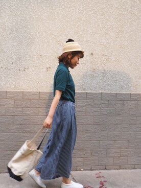 「MONKI（モンキ）のアイテム（帽子）」を使った、nownowさん（レディース・158cm）の夏コーディネート
