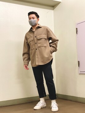 「WEGO（ウィゴー）のアイテム（ミリタリージャケット）」を使った、Thinh Kunさん（メンズ・168cm）の冬コーディネート