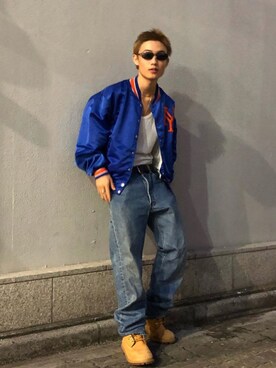 「アイテム（スタジャン）」を使った、who am I さん（メンズ・170cm・10代）の秋コーディネート