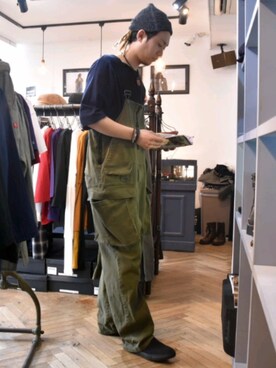 VIZ STORE-TOKYO｜DK_garbha使用「VIRGOwearworks（DENIM CARGO  OVERALLS）」的時尚穿搭