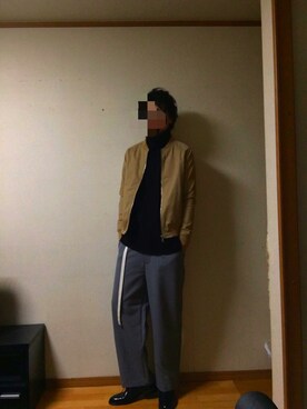 「ボリュームニット」｜「アイテム（ブルゾン）」を使った、KOKIさん（メンズ・180cm）の冬コーディネート