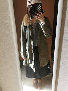 「UGG」｜「アイテム（モッズコート）」を使った、manamiさん（レディース・157cm）の冬コーディネート