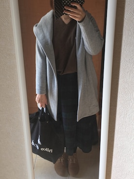 「e.r.g*（イーアールジー）のアイテム（ジャケット/アウター）」を使った、manamiさん（レディース・157cm）の冬コーディネート