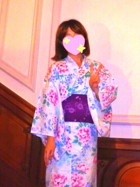 「しまむら（シマムラ）のアイテム（浴衣）」を使った、み ゆ きさん（レディース・154cm）の秋コーディネート