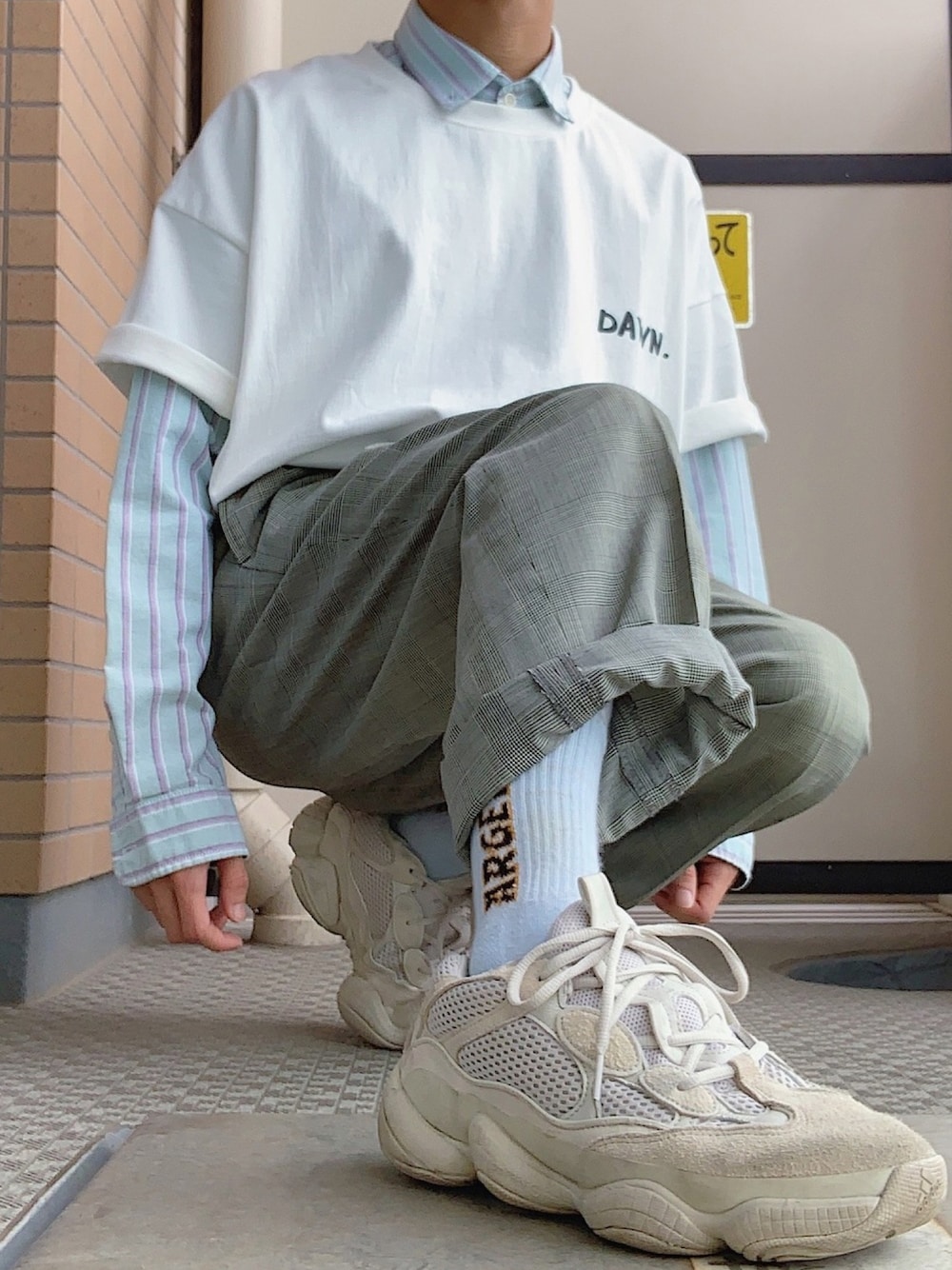 「VINTAGE、90’s、street、streetfashion、ストリート、ストリートファッション、ファッション」｜「H&Mのアイテム（ソックス/靴下、ブルー系）」を使った、r_yuheiさん（メンズ・165cm）の夏コーディネートの1枚目の写真