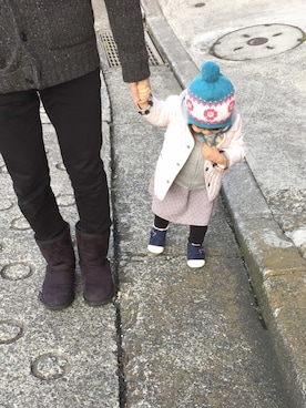 「PETIT BATEAU（プチバトー）のアイテム（ニットキャップ/ビーニー）」を使った、syumiさん（キッズ・90cm）の冬コーディネート